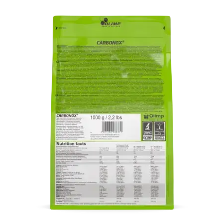 Olimp Carbo Nox 1000g Nutrition Label
