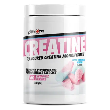 Per4m Creatine Monohydrate Fizzy Bubblegum Bottle Flavour 400g Front of tub