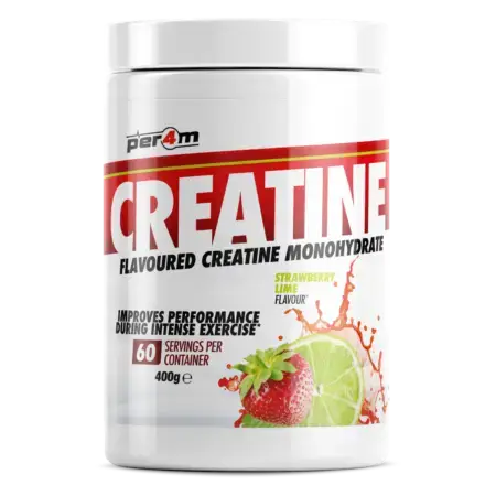 Per4m Creatine Monohydrate Strawberry Lime Flavour 400g Front of tub