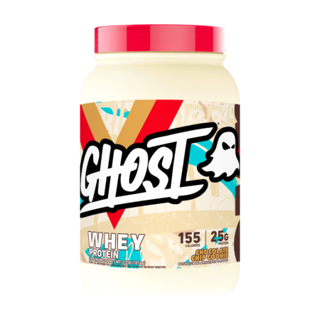 GHOST® WHEY protein Chocolate Chip Flavour front of Tub Photo.