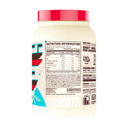 GHOST® WHEY protein Chocolate Chip Flavour back of Tub Photo