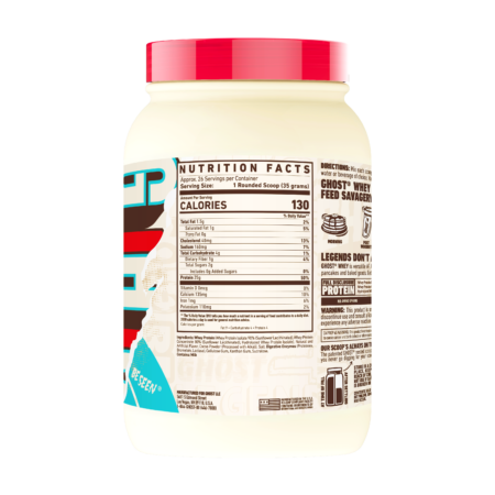 GHOST® WHEY protein Milk Chocolate Flavour back of Tub Photo