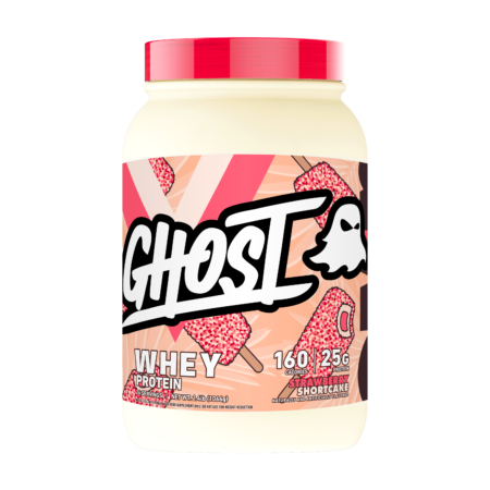 GHOST® WHEY protein Strawberry Shortcake Flavour front of Tub Photo