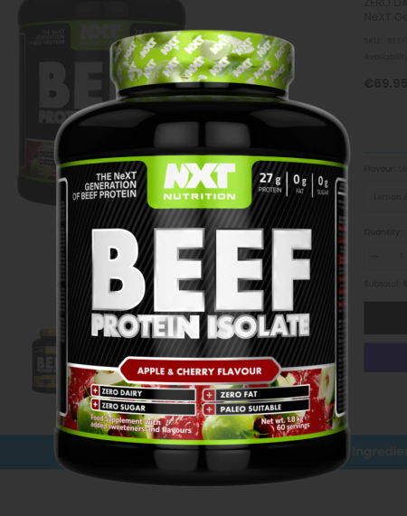 NXT Beef Protein 1.8kg - Apple & Cherry Flavour