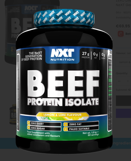 NXT Beef Protein 1.8kg - Lemon & Lime Flavour