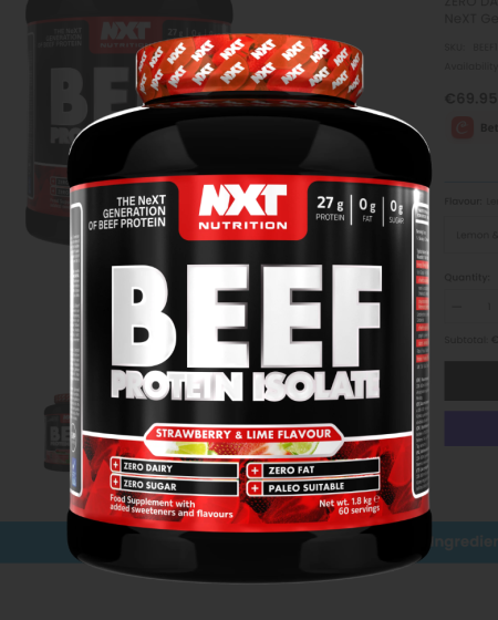 NXT Beef Protein 1.8kg - Strawberry & Lime Flavour