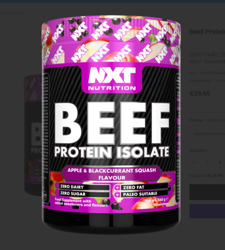 NXT Beef Protein 504g - Apple & Blackcurrant Squash Flavour