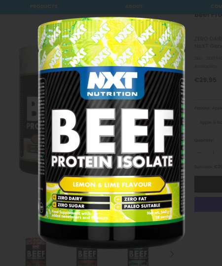 NXT Beef Protein 504g - Lemon & Lime Flavour