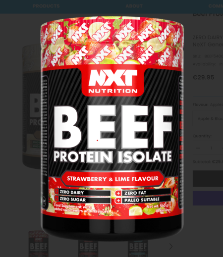 NXT Beef Protein 504g - Strawberry & Lime Flavour