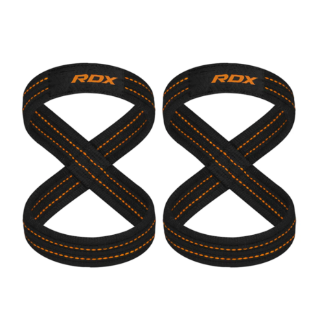 RDX Figure 8 Lifting Straps Black & Orange Photo