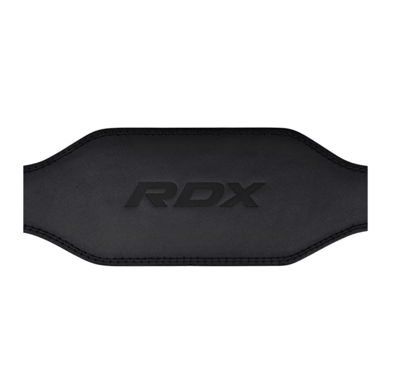 RDX Sports 6 Inch Black Leather Lifting Belt Front View Photo