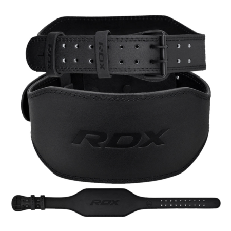 RDX Sports 6 Inch Black Leather Lifting Belt Combined View Photo