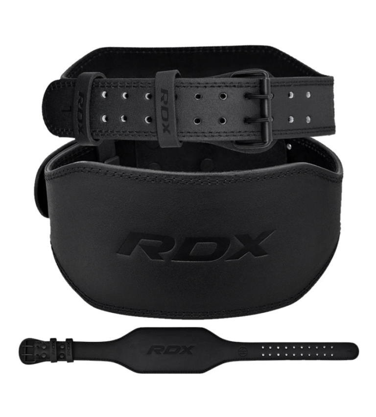 RDX Sports 6 Inch Black Leather Lifting Belt Combined View Photo