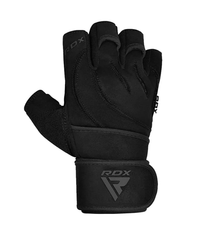 RDX Sports L4 Lifting Open Finger Lifting Gloves Black Photo