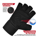 RDX Sports L4 Open Finger Lifting Gloves Black Product Information Photo 2