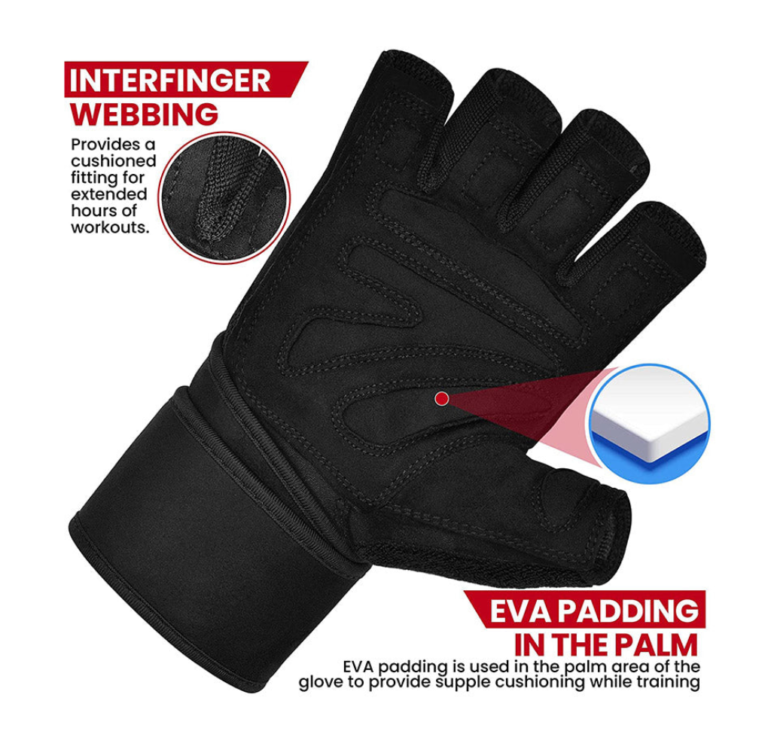 RDX Sports L4 Open Finger Lifting Gloves Black Product Information Photo 2