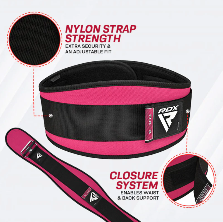 RDX Sports RX3 6 Inch Lifting Belt for Women Pink Product Information Photo 3