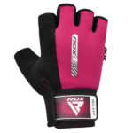 RDX Sports W1-HP Weightlifting Gloves Black & Pink Single Front Facing Photo