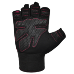 RDX Sports W1-HP Weightlifting Gloves Black & Pink Single Inside Glove Facing Photo