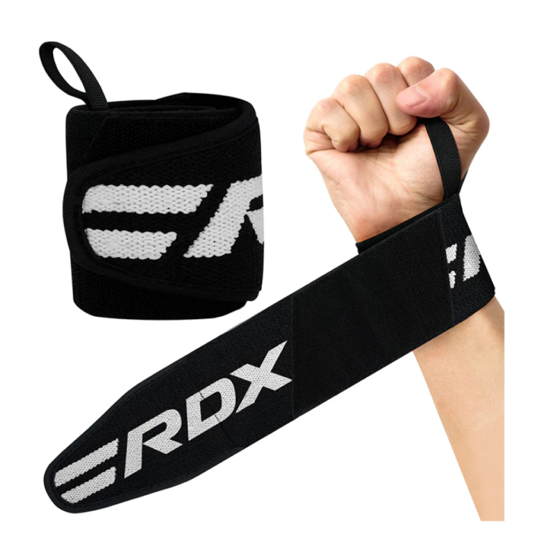 RDX Sports W2 Powerlifting Wrist Wraps Black and White Pair Photo