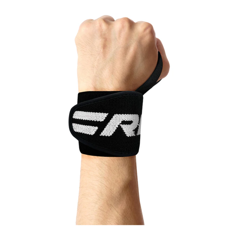 RDX W2 Powerlifting Wrist Wraps Balck and White on Wrist Photo 2