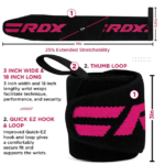 RDX W2 Wrist Wraps Black and Pink Product Information Photo