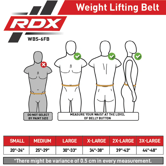 RDX Leather Gym Belt Size Guide