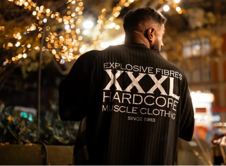 Explosive Fibres Classic XXXL Logo Old School Jumbo Rib Ragtop Black being modelled