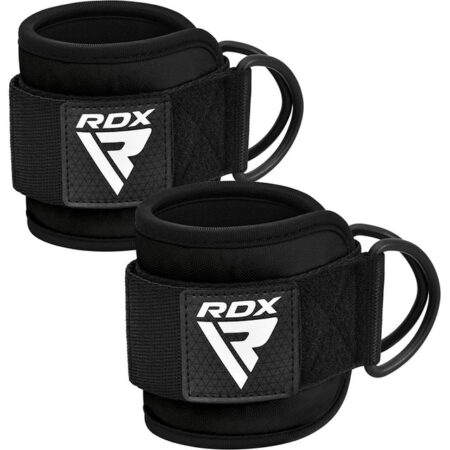 RDX Sports A4 Ankle and Wrist Straps for Cable Machines, done up - Black