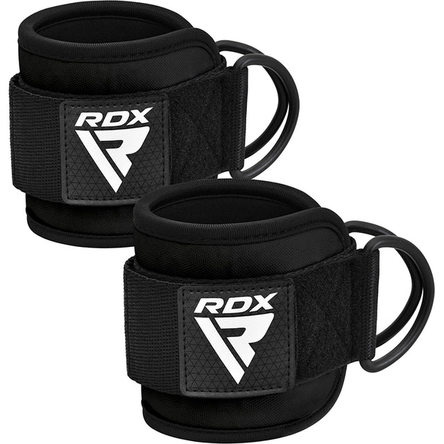 RDX Sports A4 Ankle and Wrist Straps for Cable Machines, done up - Black