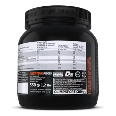 Olimp Sport Creatine Monohydrate-Powder 550g - Nutrition Panel