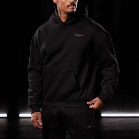 GYM KING Established Hoodie Black & Gold Front Centre view