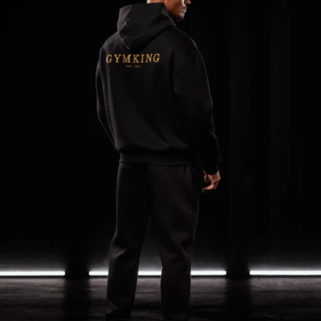 GYM KING Established Hoodie Black & Gold Rear and Side View