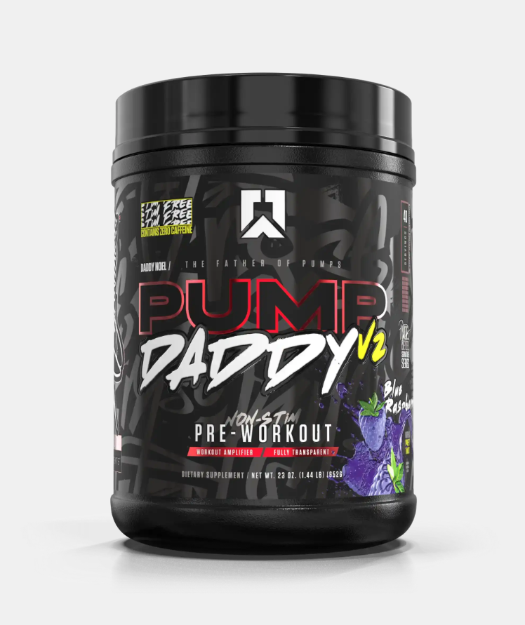 RYSE Pump Daddy V2 Blue Raspberry Flavour Front of Tub Photo