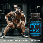 5ORL CLOMEDEX PCT-EX-POT-BODYBUILDER-IN-POSING-BRIEFS-SAT-ON-TYRE-WITH-LIFTING-BELT-OVER-SHOULDER-WITH-TEXT-FINISH-STRONG-RECOVER-STRONGER