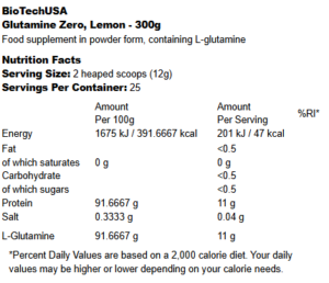 BioTechUSA Glutamine Zero Nutrition