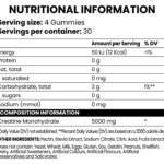 Chaos Crew Creatine Gummies Nutrition Label
