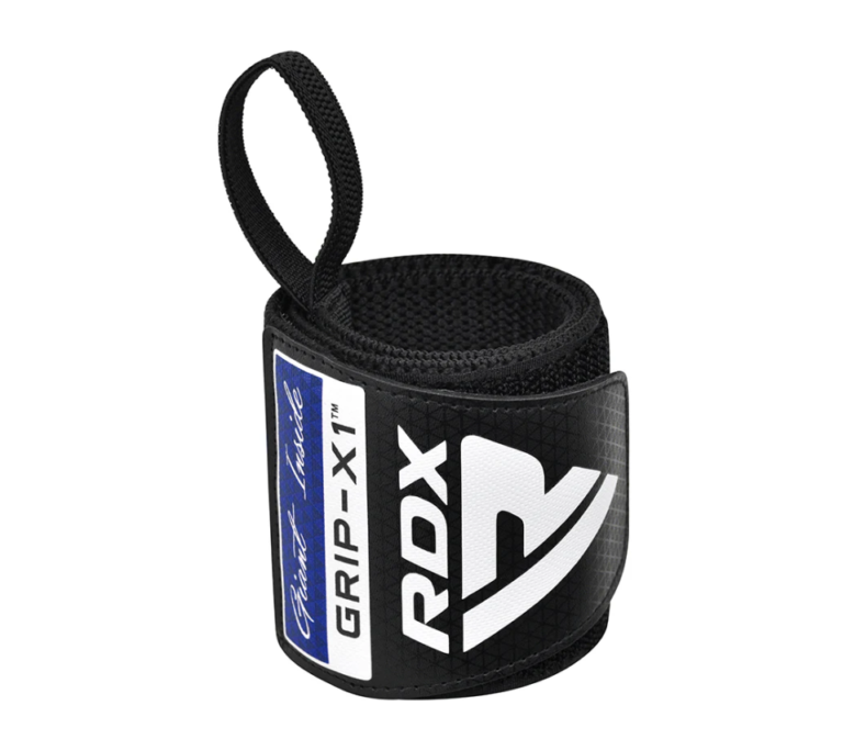 RDX WR11 Powerlifting Wrist Strap Black and Blue Photo 2