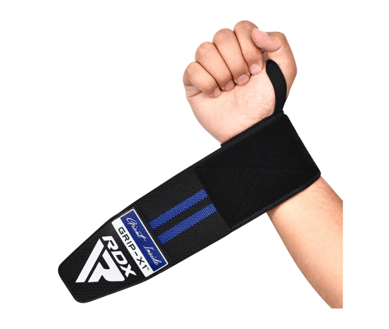 RDX WR11 Powerlifting Wrist Strap Black and Blue