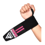RDX WR11 Powerlifting Wrist Straps Black and Pink Photo
