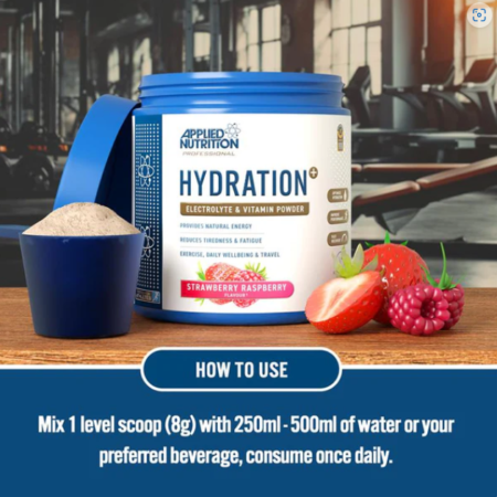 Applied Nutrition Hydration Plus Electrolytes & Vitamins Powder Strawberry Raspberry Flavour Photo