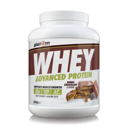 Per4m Advanced Whey 2010g Dubai Chocolate Front of Tub
