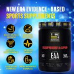 TIME 4 NUTRITION-EAA-ESSENTIAL-AMINO-ACIIDS-RASPBERRY-AND-LIME-TUB-INFORMATION-ICONS