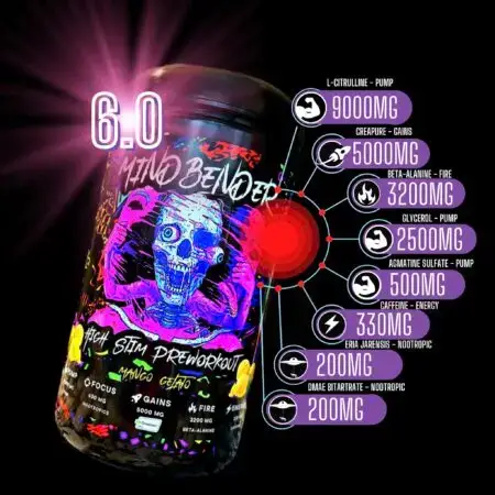 Project M Mindbender v6 Pre Workout Sour Strawberry infographic