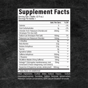 CBUM Thavage Pre Workout RTD Christophers Secret Stuff Nutritional Information