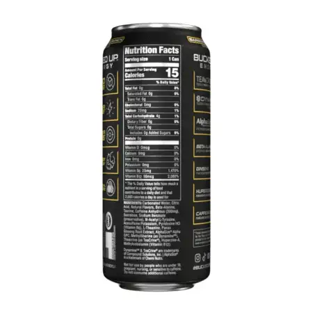 Bucked Up Energy RTD Pre Workout Drink USA Version Bare Knuckle Punch x BKFC Flavour Nutritional Information