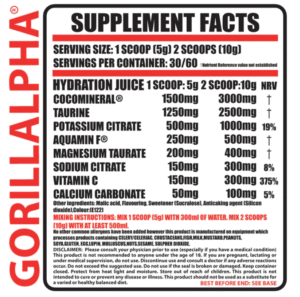 Gorillalpha Hydration Juice Rocket Lollipop Flavour Nutritional Information