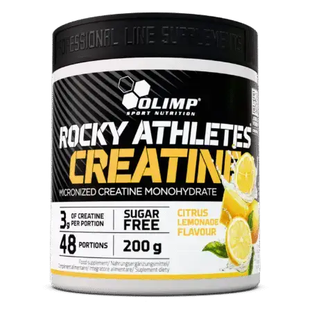 Olimp Rocky Athletes Creatine Citrus Flavour 200g Front of Tub
