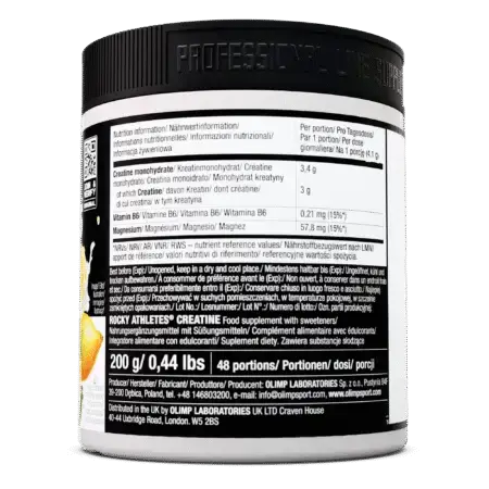 Olimp Rocky Athletes Creatine Citrus Flavour Nutrition Label