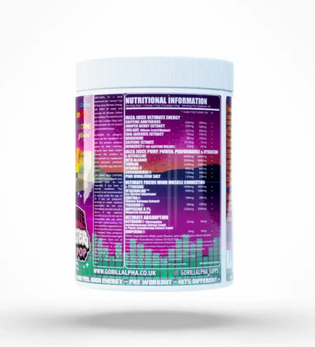 Gorillalpha Ibiza Juice Pre workout Nutritional Information Panel